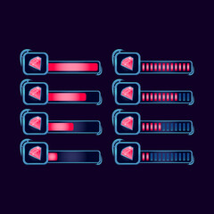 Wall Mural - set of gui fantasy rpg gems diamond progress bar for game ui asset elements vector illustration