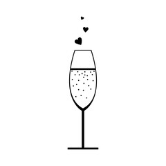 Canvas Print - Champagne Glass With Heart Icon