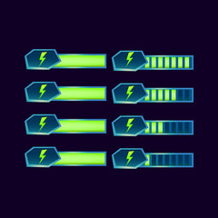 Wall Mural - set of gui fantasy glossy energy stamina progress bar for game ui asset elements vector illustration