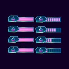 Wall Mural - set of gui fantasy glossy potion magic bottle progress bar for game ui asset elements vector illustr