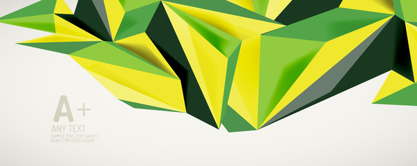 Vector triangle geometric backgrounds. Low poly 3d shape on light backdrop. Vector illustration for covers, banners, flyers and posters and other designs