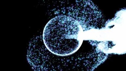 Wall Mural - Isolated black background. Futuristic abstract planet during a space storm. Satellite view. 3d illustration. The concept of modern business and technology. 4k UHD 3840x2160.