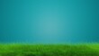 Green grass and blue sky 3d rendering illustration. Empty space for text.