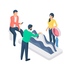 Poster - Group of cartoon managers analyzing business chart