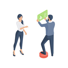 Poster - cartoon business colleagues working with website banner