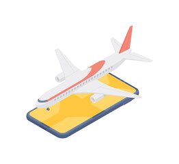 Poster - Online booking flight concept vector design with airplane and smartphone