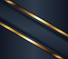 Abstract Luxury Dark Blue And Premium Golden Background. Elegant Gold Lighting Lines Silk Fabric Texture Composition