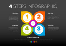 Four Colorful Circle Pointers Steps Process Infographic
