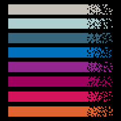 Wall Mural - set of modern color pixel web banners for headers on black