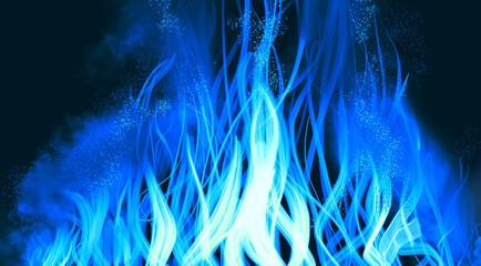 Wall Mural - Beautiful blue fire on black background