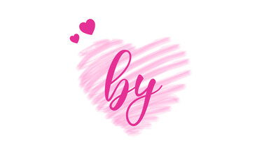 by b y Letter Logo with Heart Shape Love Design Valentines Day Concept.
