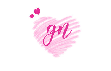 gn g n Letter Logo with Heart Shape Love Design Valentines Day Concept.
