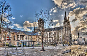 Fototapete - Rouen, Quartier Saint-Ouen, HDR Image
