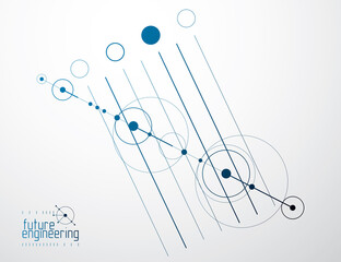 Aufkleber - mechanical engineering technology vector abstract background, cybernetic abstraction with innovative