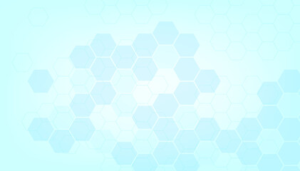 Poster - Abstract blue color of healthy and medical background. Technology and science with hexagonal shape background.