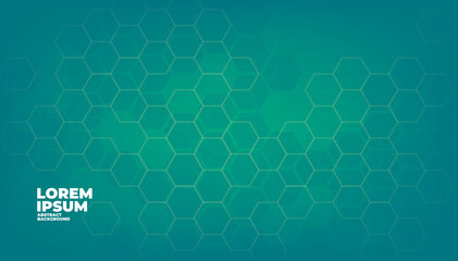 Poster - green geometric vector hexagons digital technology background.