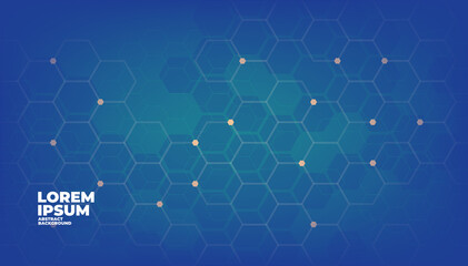Wall Mural - Blue geometric vector hexagons digital technology background.