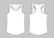 Blank White Tank Top Template On Gray Background.Front and Back View, Vector File