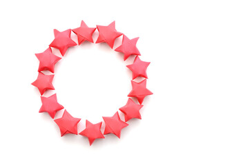 Wall Mural - Red origami stars in circle sign