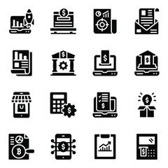 Poster - 
Pack of Online Payment Glyph Icons 
