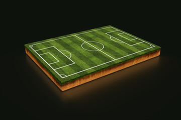 
Soccer field floating island.3d rendering illustration.