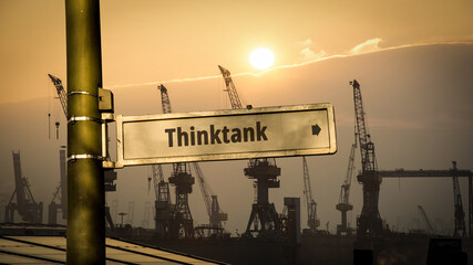 Wall Mural - Street Sign to Think Tank