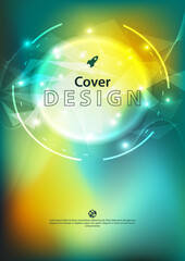 Wall Mural - modern colorful cover design, flyer, brochure template vector with gradient mesh in cyan and ochre c