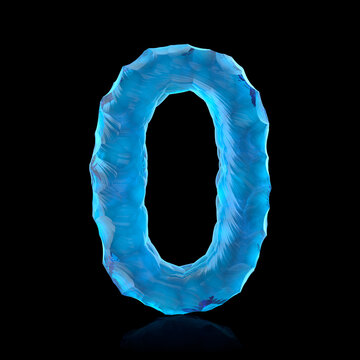 Ice alphabet number 0 (3d illustration)