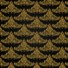 Luxury batik pattern design template on black background