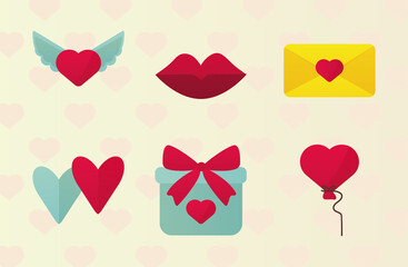 Poster - bundle of six valentines day icons