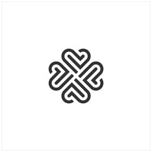 Love Clover Knot Heart Logo Design Rotated