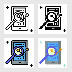 Wall Mural - mobile data analysis icon vector design in filled, thin line, outline and flat style.