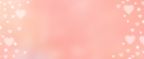 Wall Mural - abstract blur soft gradient pink color in panoramic background with heart shape and star glitter for