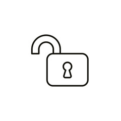 Poster - Open lock icon. Simple line style for web template and app. Security, black, business, button, code, computer, element, keyhole, vector illustration design on white background. EPS 10