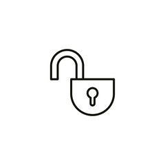 Poster - Open lock icon. Simple line style for web template and app. Security, black, business, button, code, computer, element, keyhole, vector illustration design on white background. EPS 10