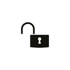 Poster - Open lock icon. Solid style for web template and app. Security, black, business, button, code, computer, element, keyhole, vector illustration design on white background. EPS 10