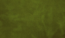 Background Of Rough Fabric Olive Green Color. Blank Page Of Leather Texture Background With Rough And Grunge Skin, Full Frame. Close Up Detail Of Textured Sheet Of Olive Green Organic Art Background. 