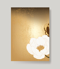 Luxury white magnolia with golden background vector decorate wall art