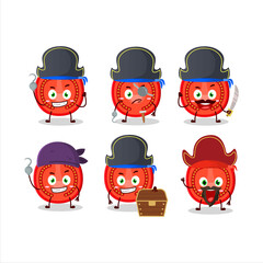 Canvas Print - Cartoon character of slice of tomato with various pirates emoticons