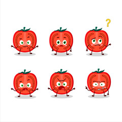 Poster - Cartoon character of slice of tomato with what expression