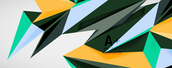 Vector triangle geometric backgrounds. Low poly 3d shape on light backdrop. Vector illustration for covers, banners, flyers and posters and other designs