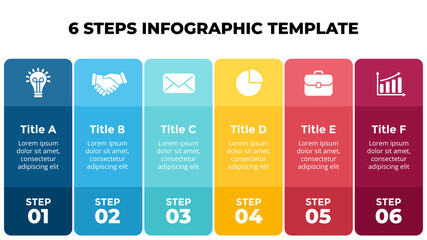 Canvas Print - Squares vector colorful Infographic. Presentation slide template. Banners timeline. 6 steps. Data visualization.