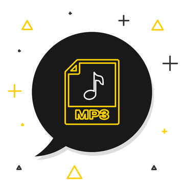 Line MP3 file document. Download mp3 button icon isolated on white background. Mp3 music format sign. MP3 file symbol. Colorful outline concept. Vector.