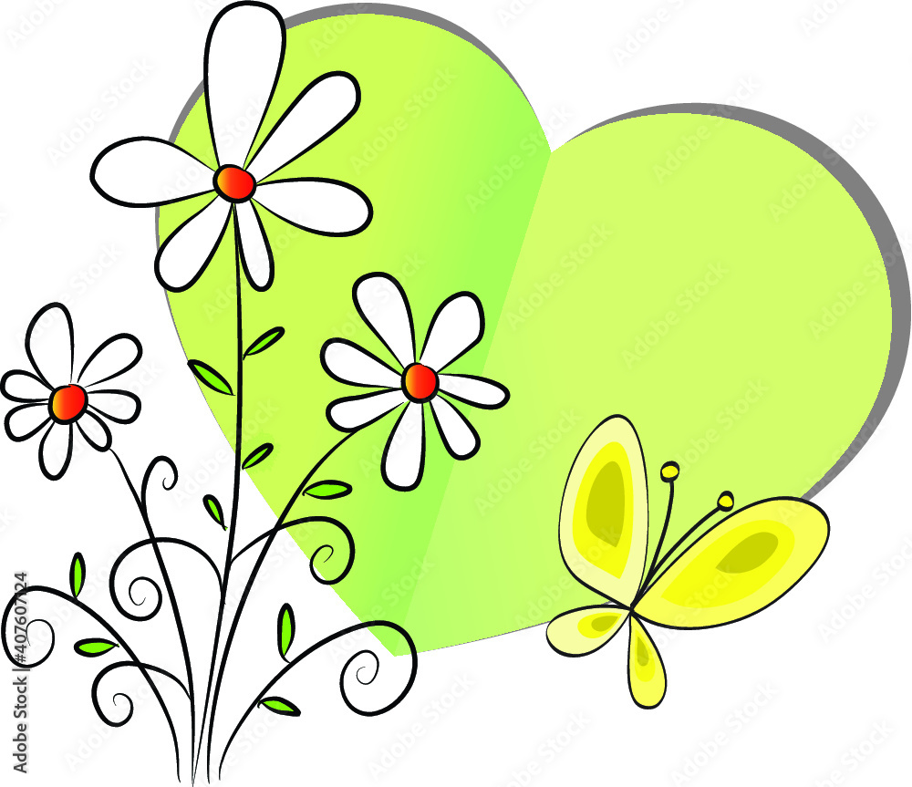 vector drawing heart shape flower border frame card background Stock ...