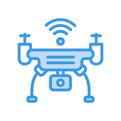 Drone icon vector illustration in blue style about internet of things for any projects