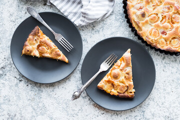 Poster - Homemade apricot tart on a table