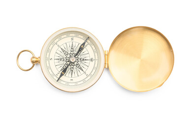 Old compass on white background