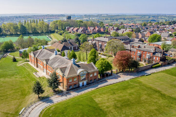 Silcoates School Wrenthorpe near Wakefield West Yorkshire. Aerial drone photo on a summer day