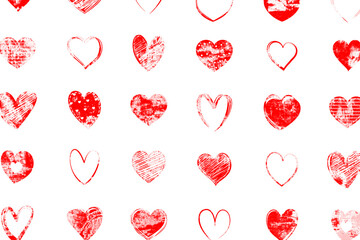 Poster - valentines day background with hearts decor on white background.