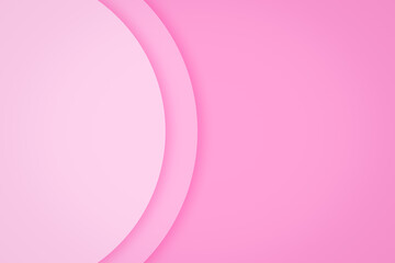 Wall Mural - Valentines day background with paper layer circle pink abstract background. Curves and lines use for banner, cover, poster, wallpaper, design with space for text.